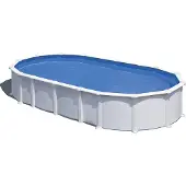 Gre Ovaler Stahlwandpool in Weiß KITPROV7388 – 730 x 375 x 132 cm, Komplettset + GRATIS Elektrischer Poolreiniger VCB50