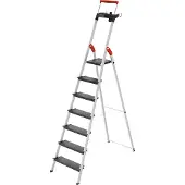 Hailo Stufen-Stehleiter L100 TopLine, EN 131, mit Multifunktionsschale & Haltebügel, bis 150 kg, 7 Stufen