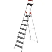 Hailo Stufen-Stehleiter L100 TopLine, EN 131, mit Multifunktionsschale & Haltebügel, bis 150 kg, 8 Stufen