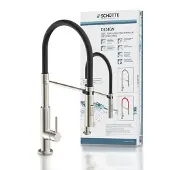 Schutte Küchenarmatur DESIGN mit Geschirrbrause, Wasserhahn Küche ausziehbar, schwenkbare Mischbatterie Küche, Edelstahloptik/Schwarz