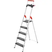 Hailo Stufen-Stehleiter L100 TopLine, EN 131, mit Multifunktionsschale & Haltebügel, bis 150 kg, 5 Stufen