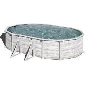 Gre Ovaler Stahlwandpool mit Nordicoptik KITPROV618N – 610 x 375 x 132 cm, Komplettset + GRATIS Elektrischer Poolreiniger VCB50