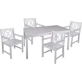 Garden Pleasure Garten-Essgruppe "Tischgruppe »MALMÖ«", weiß (weiß washed, weiß washed), Sitzmöbel-Sets, Garten-Essgruppe, 4 Stühle, Tisch LxB: 165x80 cm