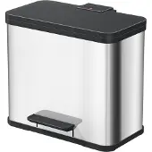 Hailo Tretmülleimer Öko Trio Plus L, 3 x 9 l, rechteckig, aus Edelstahl