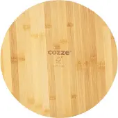 Cozze Pizzabrett aus Bambus 35 cm mit praktischem Seitengriff, erhöhten Rändern und antibakterieller Eigenschaft