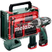 Metabo Akku-Bohrschrauber PowerMaxx BS Basic Set mit 41-teiliger Mobiler Werkstatt - Kunststoffkoffe