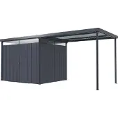 Pergart , Gerätehaus "Rheinfelden 108 Schleppdach-Set", anthrazit matt, 6,4 m², inkl. Schleppdach