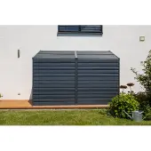 Spacemaker , Metall-Gerätehaus, Anlehngerätehaus "4 x 10", mit Doppel-Flügeltür, grau, 3,5 m²
