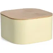 Zeller Brotkasten PRESENT, gelb, B:26,5cm H:14,5cm L:26,5cm, Stahl, Lebensmittelaufbewahrungsbehälter, Brotkasten, mit Bambusdeckel