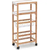 Zeller Badregal 2 Ablagen, 2 Körbe, Bambus, weiß 40x22x83cm