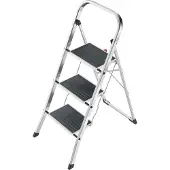 Hailo Klapptritt K70 StandardLine, 3 Stufen, Arbeitshöhe 2,70 m, Sicherheitsbügel & Klappsicherung, bis 150 kg, Aluminium, silber