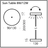 TOP LIGHT SUN TABLE LED-Tischleuchte 13cm/33cm chrom matt 7-33013011 4251349335537