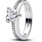 Pandora Classic Stone 925 Sterling Silver Heart Ring 193100C01