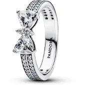 Pandora 193552C01 Silberring für Damen Funkelnde Schleife Doppelreihe