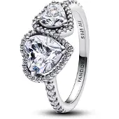 Pandora 193659C01 Silberring für Damen Funkelnde Halo Herzen