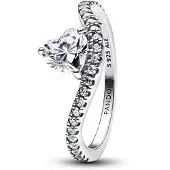 Pandora 193661C01 Damen-Ring Welliges Pavé Herz Silber