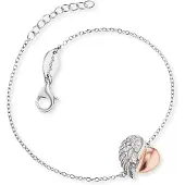 Engelsrufer Armband "Herzflügel", rosa (silberfarben, roségoldfarben, kristallweiß, kristallweiß), Armbänder, Damen, 20cm, Silber 925 (Sterlingsilber), Armband, mit Zirkonia (synth.)