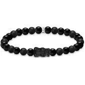 Thomas Sabo Armband "x HARIBO: Beadarmband mit Goldbär" Gr. 21, silber (silberfarben, schwarz, schwarz), Armbänder, Damen, 21, Silber 925 (recycelt), Armband, mit Obsidian, Kristallglas
