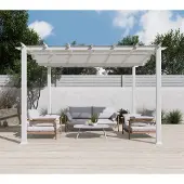 Paragon , Aluminium Pergola / Pavillon "Florida" mit ausziehbarem Sonnensegel, weiß, 350 x 350 x 235 cm (L x B x H)