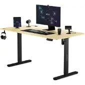 Sense7 Nojo Höhenverstellbarer Schreibtisch 140x70 cm Elektrisch Hellbraun Schwarz Gaming Tisch Computertisch Standing Desk Memory Funktion XXL PC