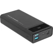 RealPower PB-20000 Solar, 20000 mAh, Kabelloses Aufladen, Schwarz, Grün