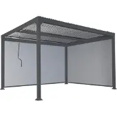 Mendler Alu Pergola MCW-L41 mit 2x Seitenwand, Lamellen-Pavillon, stabiles 8cm-Metall-Gestell 3x3,7m anthrazit