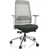 Hjh OFFICE Profi Bürostuhl CHIARO T2 WHITE Ergonomischer Schreibtischstuhl mit Armlehnen (höhenverstellbar) Stoff / Netzstoff Schwarzgrün/Grau Drehstuhl für Büro, Zuhause