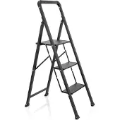 Hjh OFFICE SOLID W6 | 3 Stufen - Klappleiter Schwarz