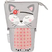 Herlitz Kitty, Weiches Federmäppchen, Polyester, Grau, Pink, Weiß, Abbildung, Reißverschluss, Kind