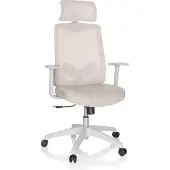Hjh OFFICE Home Office Bürostuhl MIKEO W Schreibtischstuhl mit Armlehnen Stoff / Netzstoff Drehstuhl