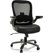 Hjh OFFICE XXL Drehstuhl INSTRUCTOR XXL T I Bürostuhl gepolstert bis 220 kg belastbar mit abklappbaren Armlehnen Netzstoff/Leder für Büro, Zuhause