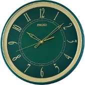 Seiko QXA834M Wanduhr Quarz mit Leisegang Grün/Goldfarben