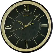 Seiko QXA834K Wanduhr Quarz mit Leisegang Schwarz/Goldfarben