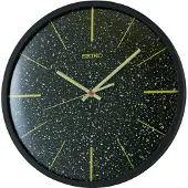 Seiko QXA828K Quarz Wanduhr mit Leisegang Schwarz/Goldfarben