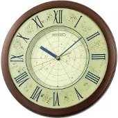 Seiko QHA013B Wanduhr Tierkreiszeichen Braun/Beige