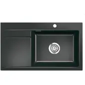 SYSTEMCERAM Spüle KeraDomo STEMA 86 SL in NERO Becken rechts mit Handbetätigung /
