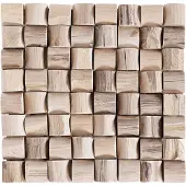 Beliani Nachttisch Hellbraun Teakholz 43 x 32 x 32 cm Modern Mosaik Würfel Quadratisch Schlafzimmer