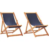 vidaXL Strandstühle 2 Stk. Klappbar Blau Stoff