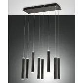 FABAS LUCE Prado 8-flammige Pendelleuchte - 52W dimmbare LED - Mattschwarzes lineares Design