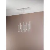 FABAS LUCE Prado 8-flammige Pendelleuchte - 52W dimmbare LED - Mattweißes lineares Design