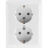 Milos Schutzkontakt-Steckdose 2-fach Doppel Steckdose 1 auf 2 Unterputz Einbau in einer UP-Dose 250V/16A Weiß matt