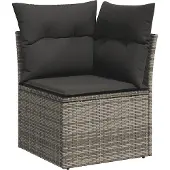 vidaXL 11-tlg. Garten-Sofagarnitur mit Kissen Grau Poly Rattan