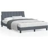 vidaXL Bettgestell ohne Matratze "Hanko" Dunkelgrau 140x190 cm Samt