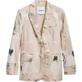 Desigual Damenblazer Frühling/Sommer Beige mit Druckmuster, Größe S