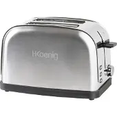 H.Koenig TOS7 Toaster / 2 Scheiben / 6 Bräunungsstufen / 850 W / Edelstahl / silber