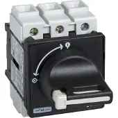 Schneider Electric Forsyningsadskiller 3 polet 12A Komplet afbryder til frontmontage Et-huls montage. Sort drejegreb