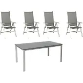 Acamp 4x Klappsessel urban platin 1x Lofttisch acaplan 160x90cm