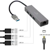 Gembird USB 3.0 Gigabit Netzwerkadapter mit 3-Port USB Hub