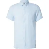 Scotch & Soda Herren Hemden Short-sleeved Regular Fit Linen Shirt - Lichtblauw - Größe M
