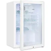 Exquisit Glastürkühlschrank GKS120-GT-160C Weiß 118 l, Umluft, 3 Ablagen, Türschloss, freistehend